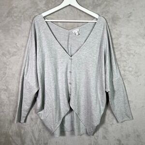 Garnet Hill French Terry Cocoon Cardigan Large Button Front Oversize Batwing